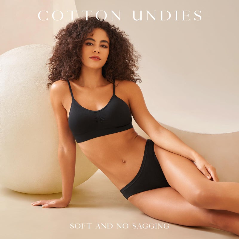 SIMIYA 10-Pack Women's Low Rise Briefs, Hipster Panties Stretch Bikini Underwear Black Large - Image 2